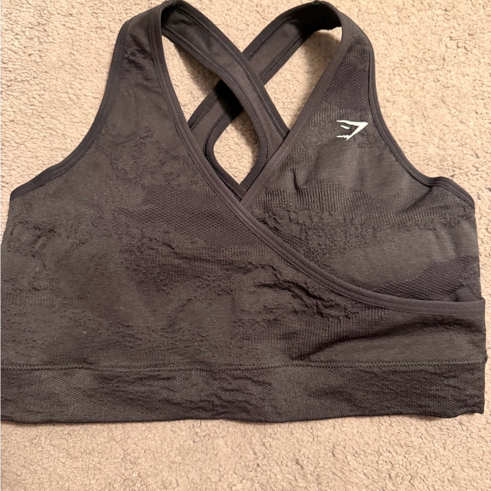Gymshark Black Camo Women's Cross-Back Sports Bra